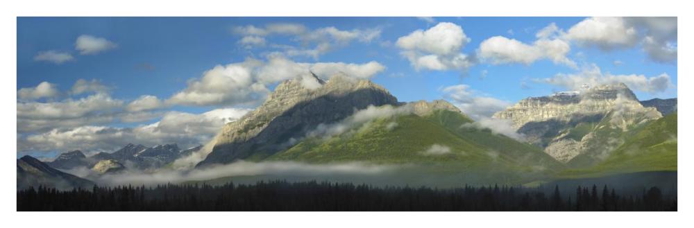 Panoramic view of Mt Kidd, Kananaskis Country, Alberta, Canada-Paper Art-42"x14"