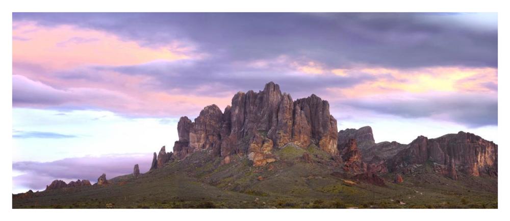 Panoramic view of the Superstition Mountains at sunset, Arizona-Paper Art-42"x18"