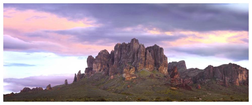 Panoramic view of the Superstition Mountains at sunset, Arizona-Paper Art-77"x32"