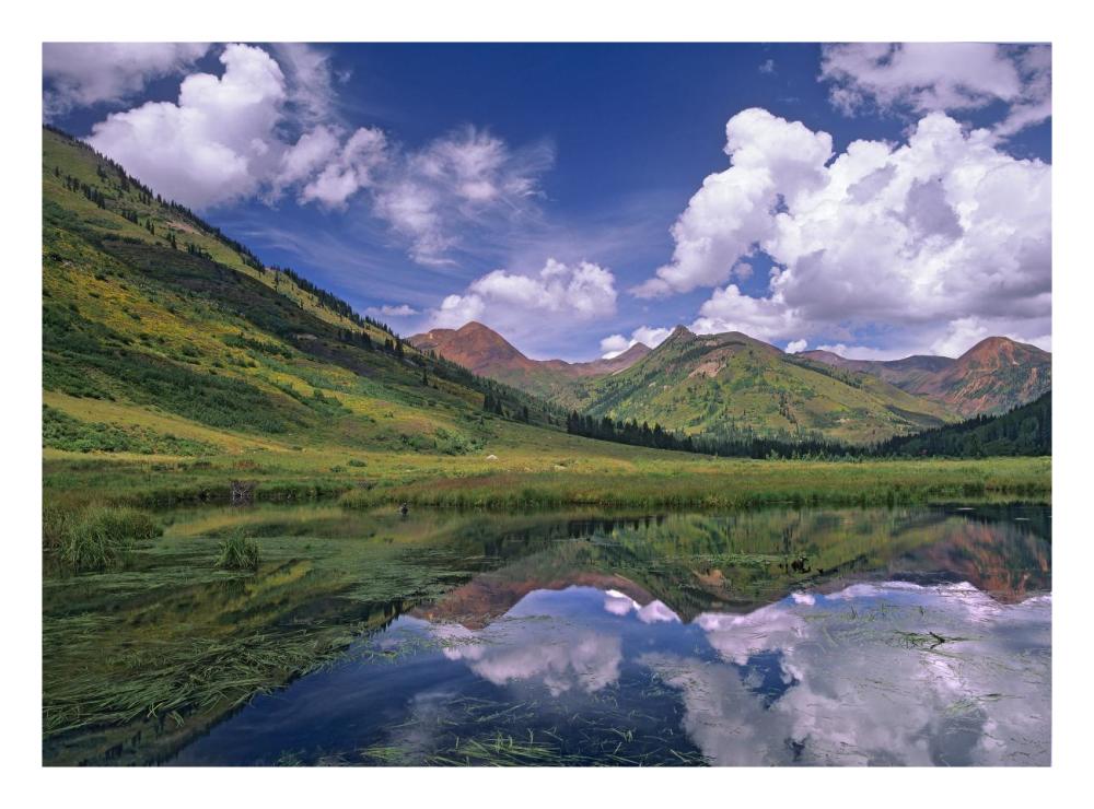 Ruby Range reflected in lake Gunnison National Forest, Colorado-Paper Art-26"x20"