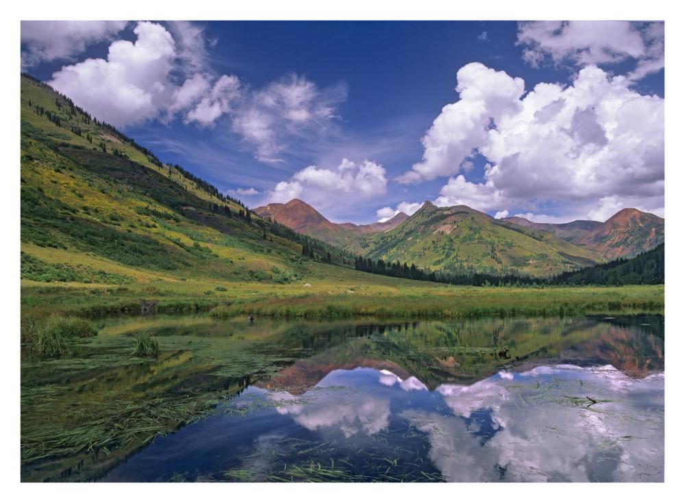 Ruby Range reflected in lake Gunnison National Forest, Colorado-Paper Art-34"x26"