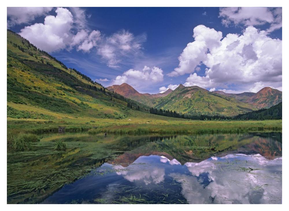 Ruby Range reflected in lake Gunnison National Forest, Colorado-Paper Art-42"x32"