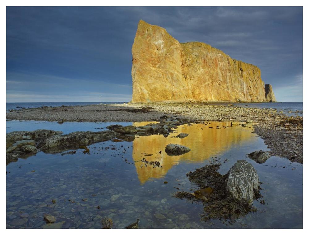 Coastline and Perce Rock, a limestone formation, Quebec, Canada-Paper Art-50"x38"