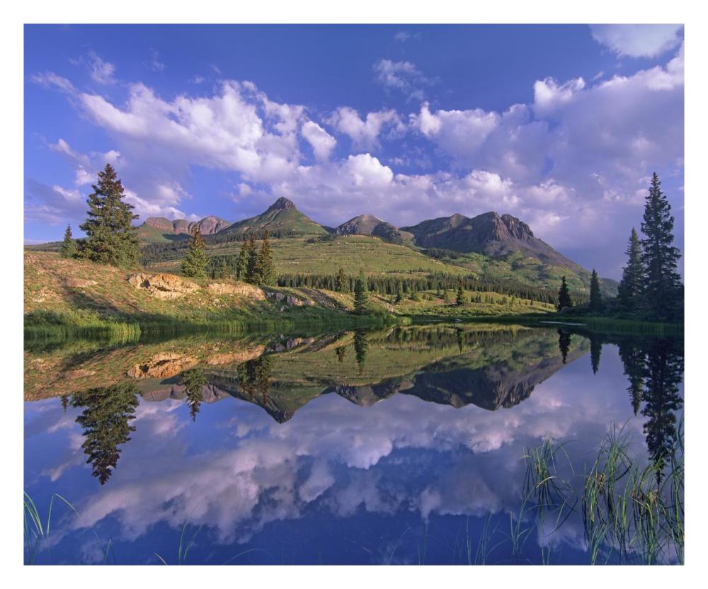 Grand Turk and Sultan Mountain reflected in Molas Lake, Colorado-Paper Art-30"x24"