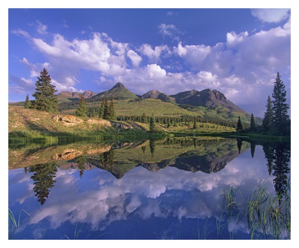 Grand Turk and Sultan Mountain reflected in Molas Lake, Colorado-Paper Art-37"x30"