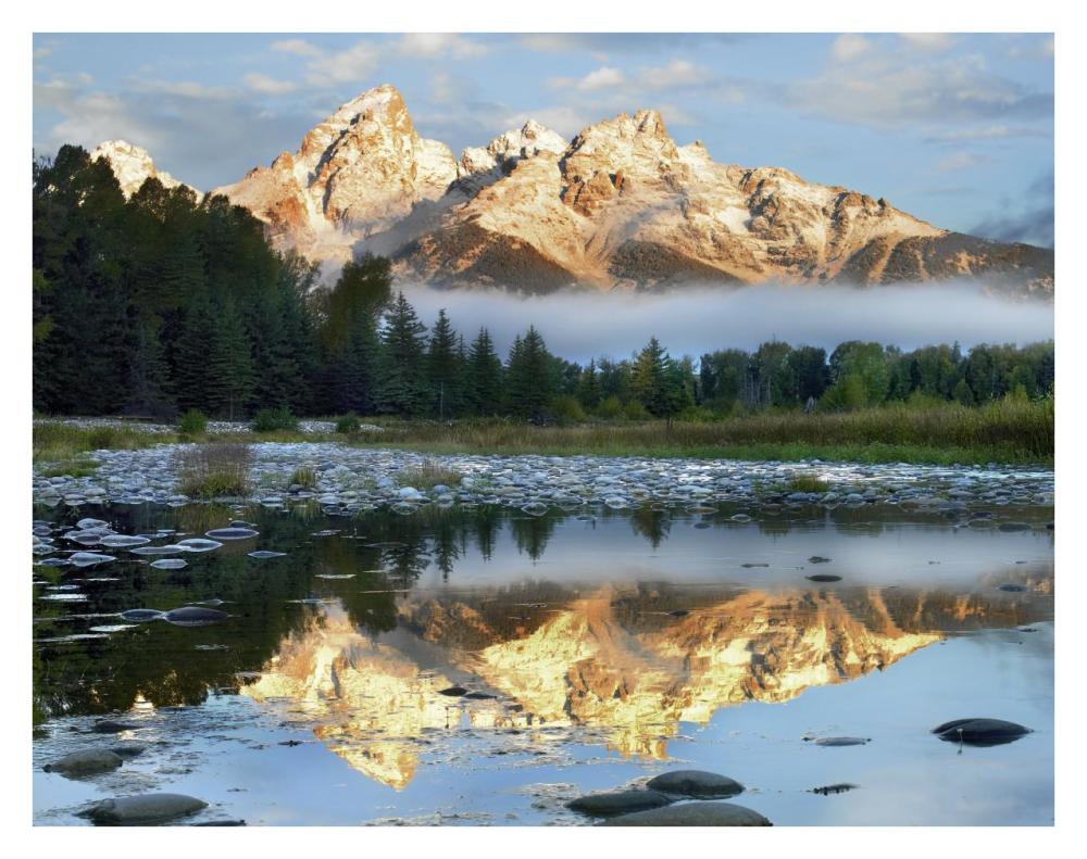 Pond reflecting Grand Tetons, Grand Teton National Park, Wyoming-Paper Art-34"x26"