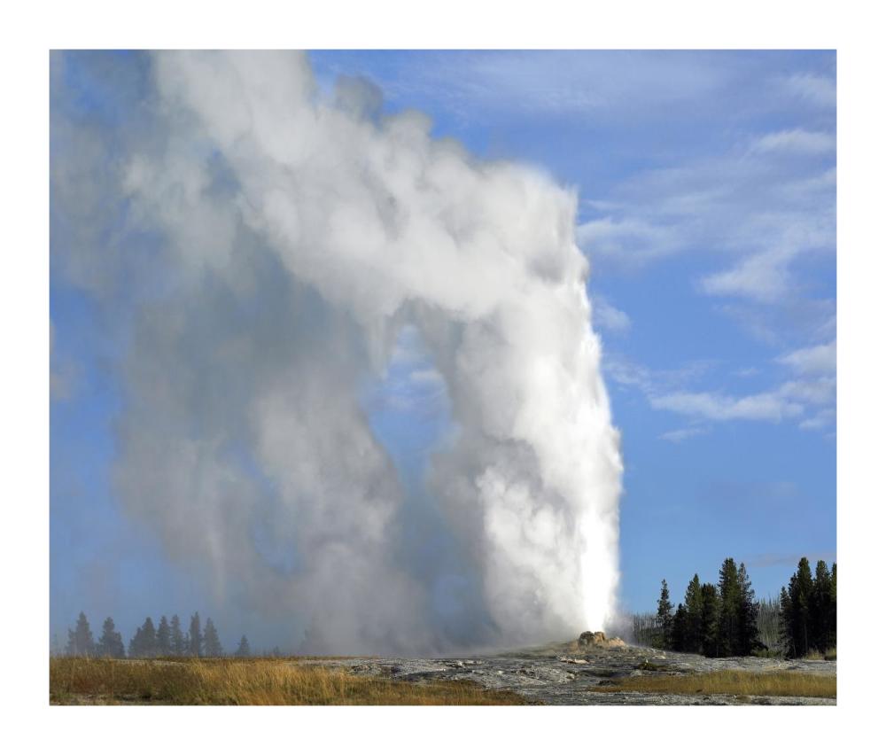 Old Faithful geyser spouting, Yellowstone National Park, Wyoming-Paper Art-18"x15.28"