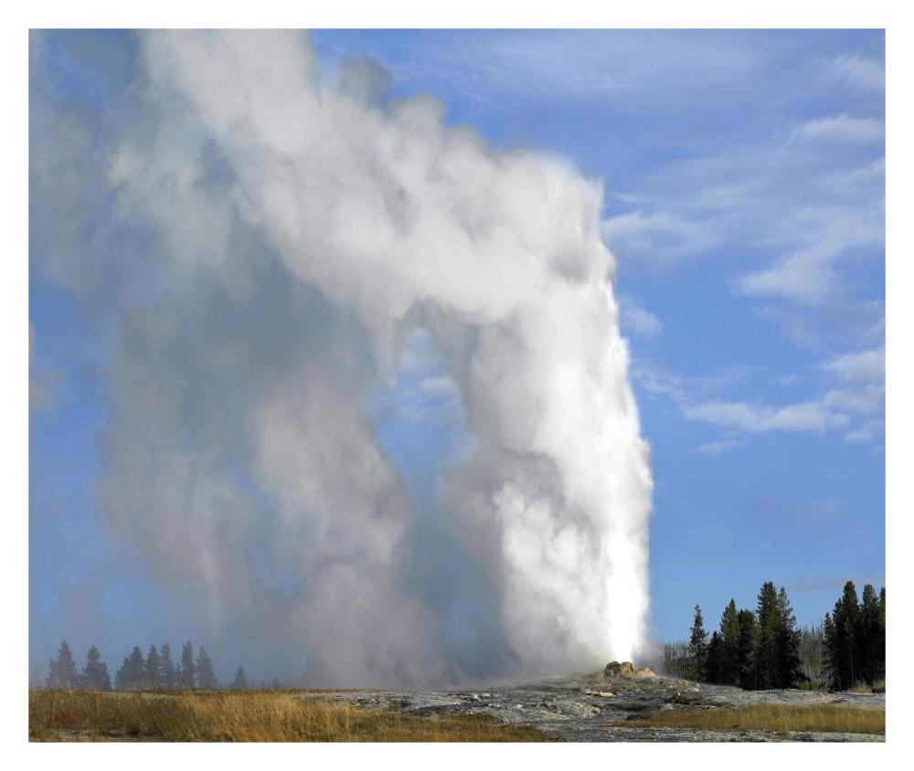Old Faithful geyser spouting, Yellowstone National Park, Wyoming-Paper Art-32"x26.9"