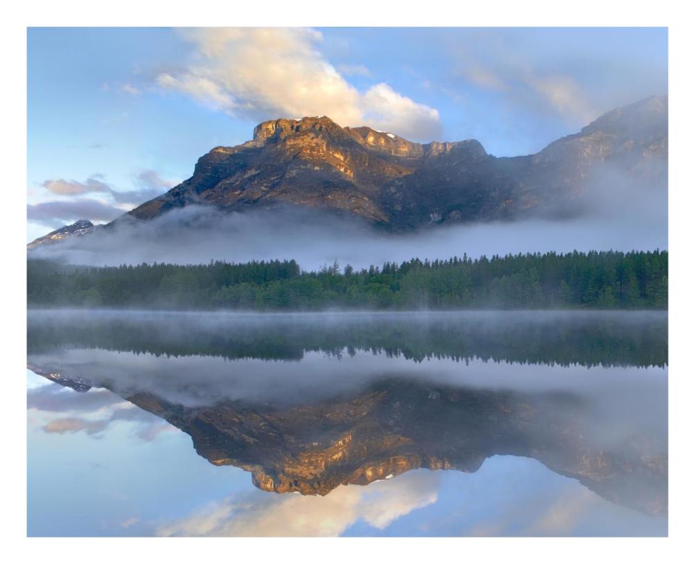 Morning light on Mt Kidd as seen from Wedge Pond, Alberta, Canada-Paper Art-26"x22"