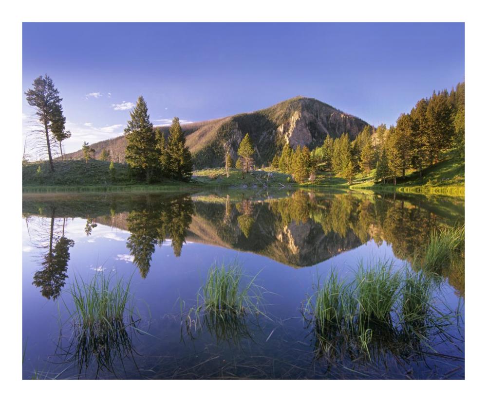 Bunsen Peak reflected in lake, Yellowstone National Park, Wyoming-Paper Art-22"x18"