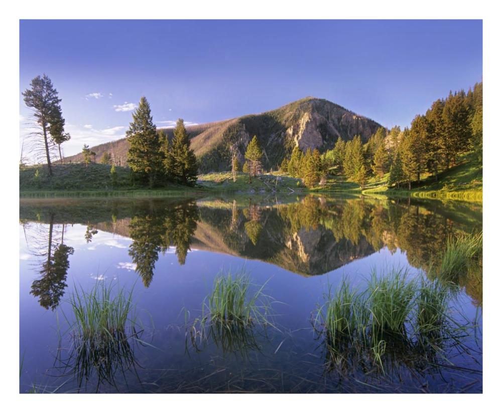 Bunsen Peak reflected in lake, Yellowstone National Park, Wyoming-Paper Art-26"x22"