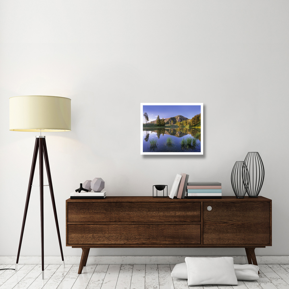 Bunsen Peak reflected in lake, Yellowstone National Park, Wyoming-Paper Art-26&quotx22"