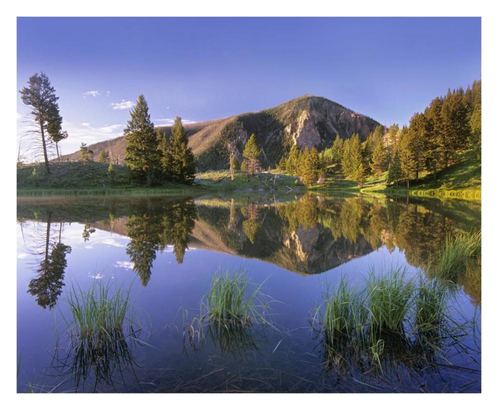 Bunsen Peak reflected in lake, Yellowstone National Park, Wyoming-Paper Art-30"x24"
