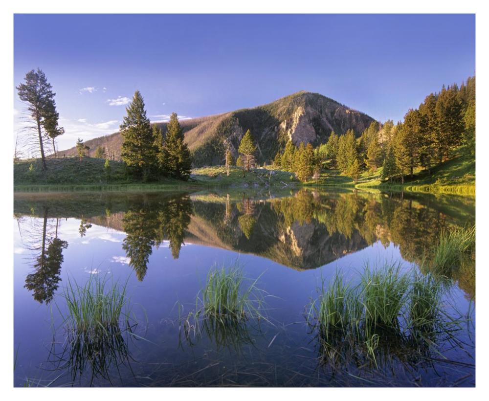 Bunsen Peak reflected in lake, Yellowstone National Park, Wyoming-Paper Art-37"x30"