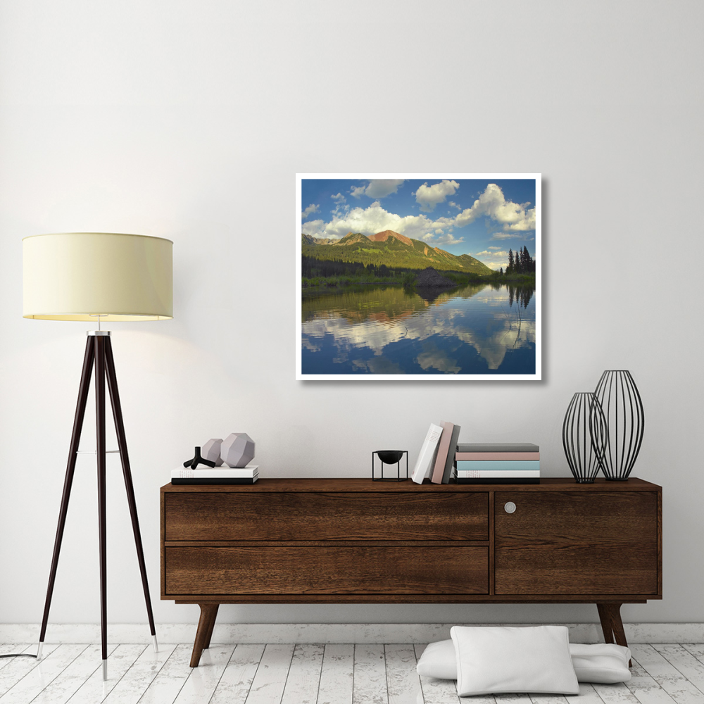 Avery Peak reflected in beaver pond, San Juan Mountains, Colorado-Paper Art-42&quotx35.2"