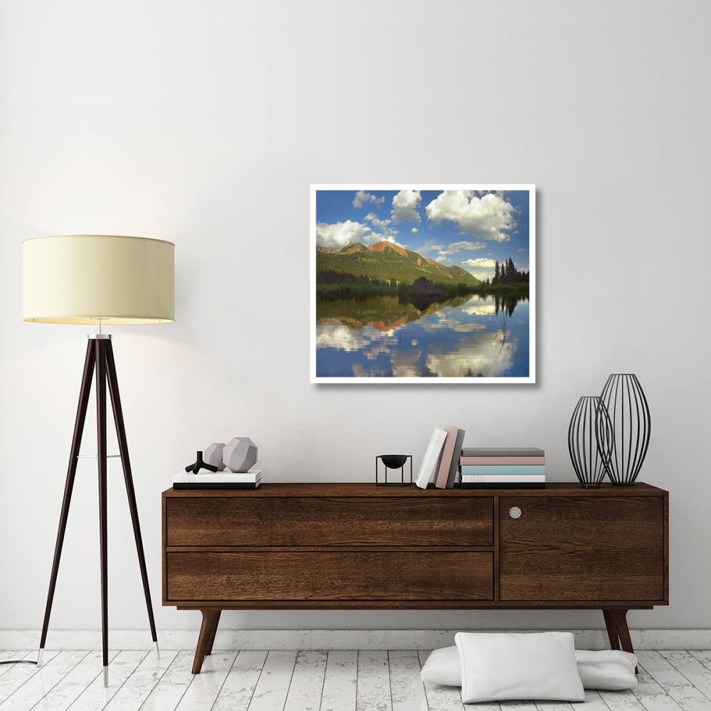 Avery Peak reflected in beaver pond, San Juan Mountains, Colorado-Paper Art-38&quotx33.68"