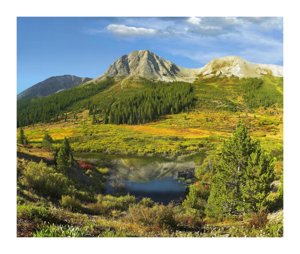 Pond and Green Mountain, Green Mountain National Forest, Colorado-Paper Art-18"x15.28"