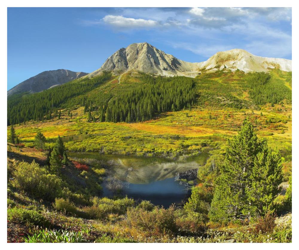 Pond and Green Mountain, Green Mountain National Forest, Colorado-Paper Art-42"x35.2"