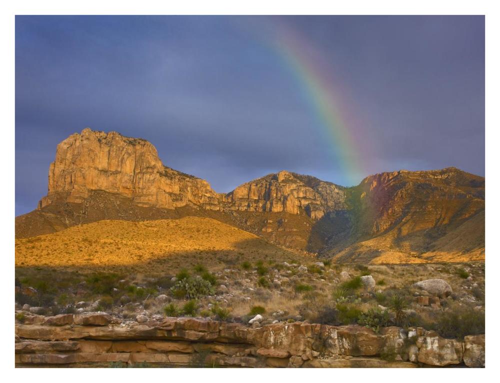 Rainbow near El Capitan, Guadalupe Mountains National Park, Texas-Paper Art-34"x26"