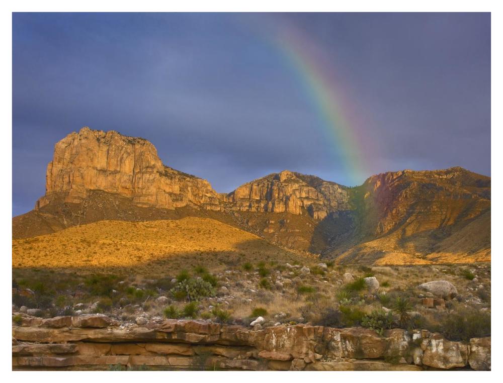 Rainbow near El Capitan, Guadalupe Mountains National Park, Texas-Paper Art-42"x32"