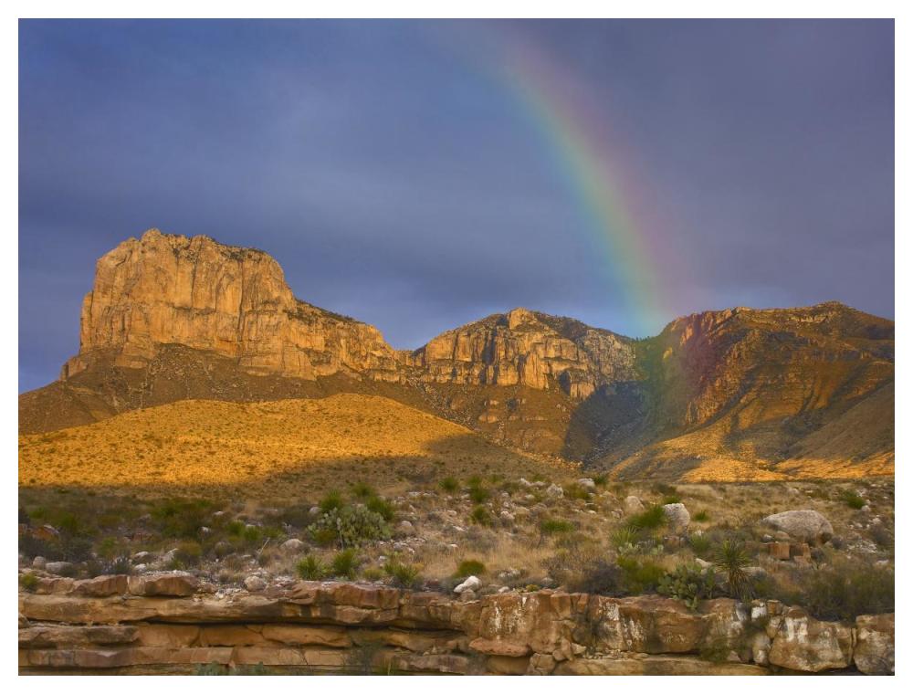 Rainbow near El Capitan, Guadalupe Mountains National Park, Texas-Paper Art-50"x38"
