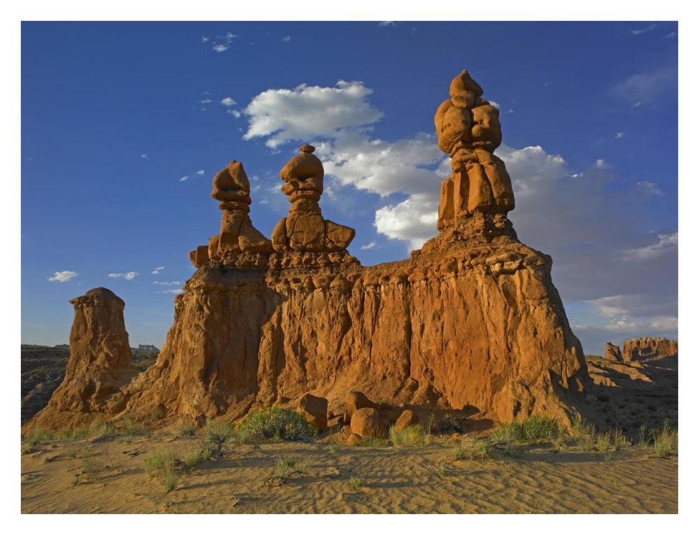 Eroded sandstone, The Three Judges, Goblin Valley State Park, Utah-Paper Art-34"x26"