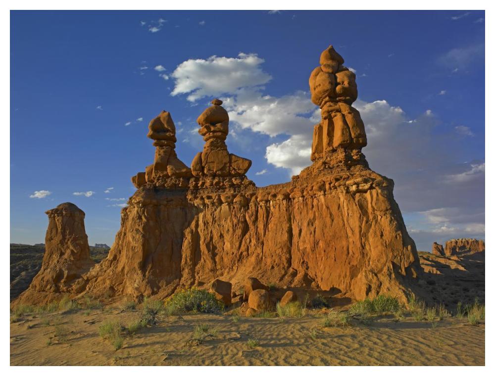 Eroded sandstone, The Three Judges, Goblin Valley State Park, Utah-Paper Art-50"x38"