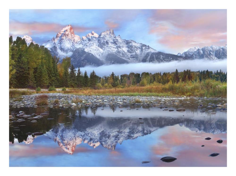 Grand Tetons reflected in lake, Grand Teton National Park, Wyoming-Paper Art-26"x20"
