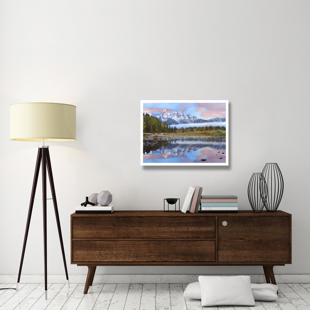 Grand Tetons reflected in lake, Grand Teton National Park, Wyoming-Paper Art-34&quotx26"
