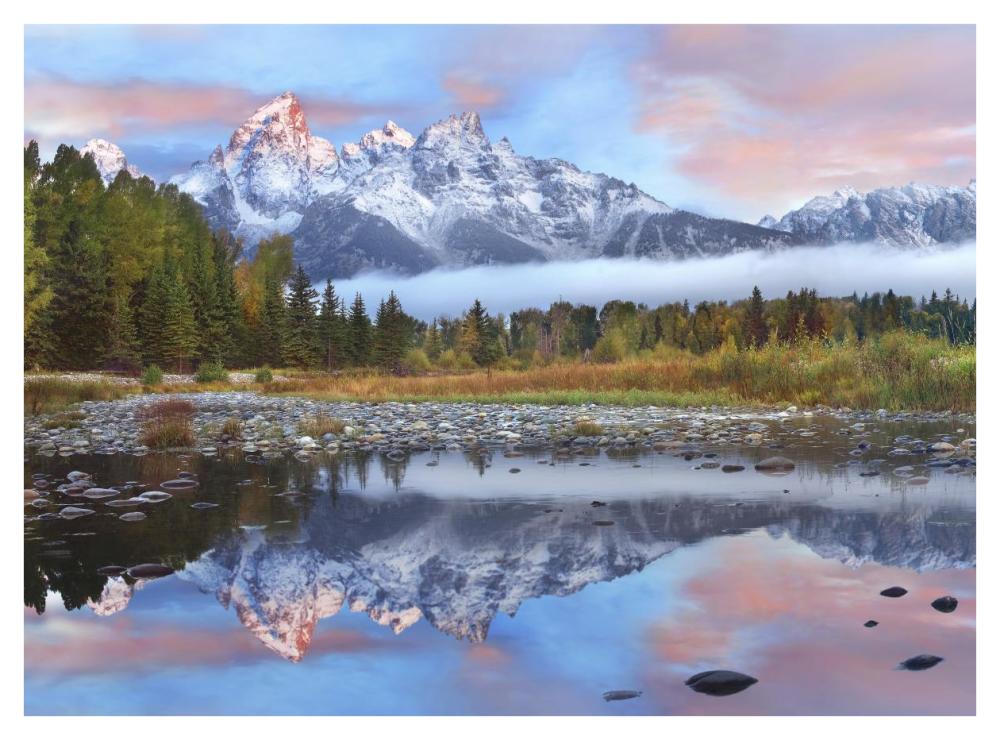 Grand Tetons reflected in lake, Grand Teton National Park, Wyoming-Paper Art-42"x32"