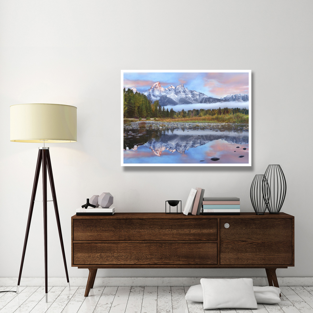 Grand Tetons reflected in lake, Grand Teton National Park, Wyoming-Paper Art-50&quotx38"