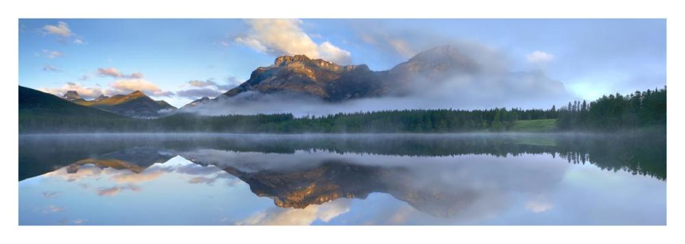 Panoramic view of Mt Kidd as seen from Wedge Pond, Alberta, Canada-Paper Art-38"x14"