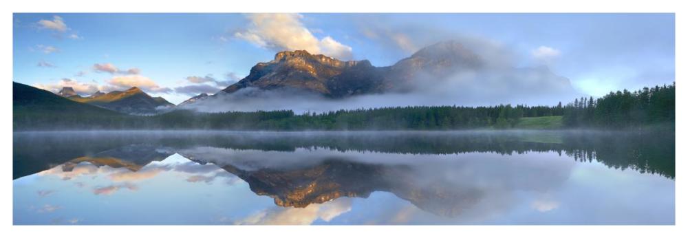 Panoramic view of Mt Kidd as seen from Wedge Pond, Alberta, Canada-Paper Art-56"x20"