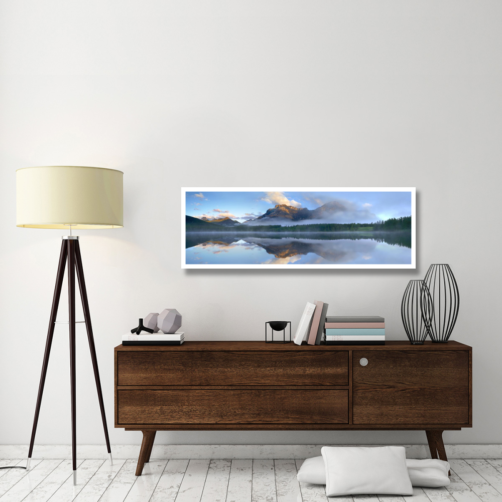 Panoramic view of Mt Kidd as seen from Wedge Pond, Alberta, Canada-Paper Art-56&quotx20"