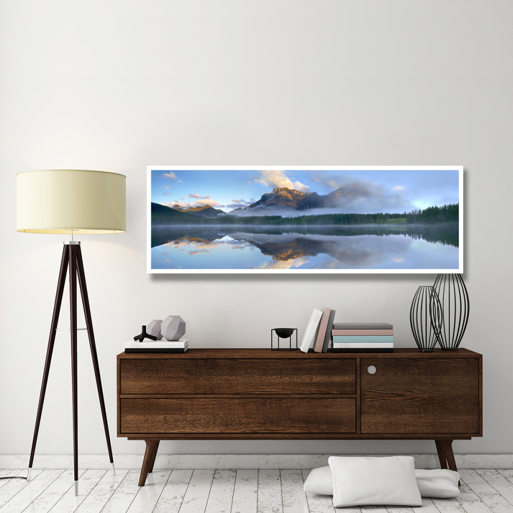 Panoramic view of Mt Kidd as seen from Wedge Pond, Alberta, Canada-Paper Art-74&quotx26"