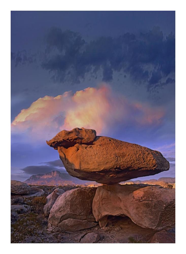 Balancing rock formation, Guadalupe Mountains National Park, Texas-Paper Art-17.62"x24"