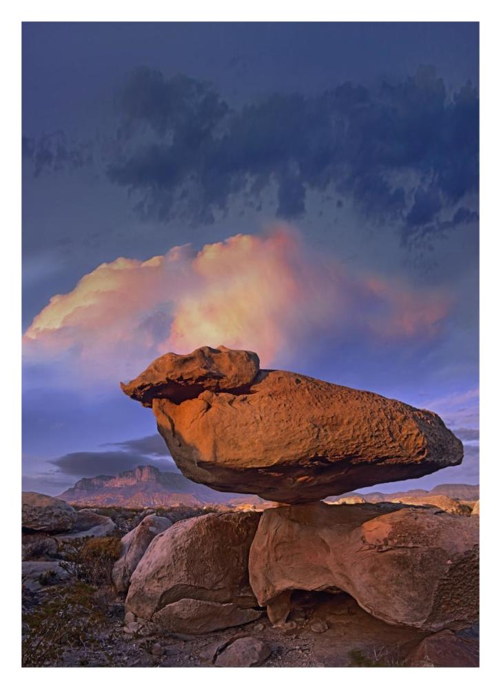 Balancing rock formation, Guadalupe Mountains National Park, Texas-Paper Art-23.3"x32"
