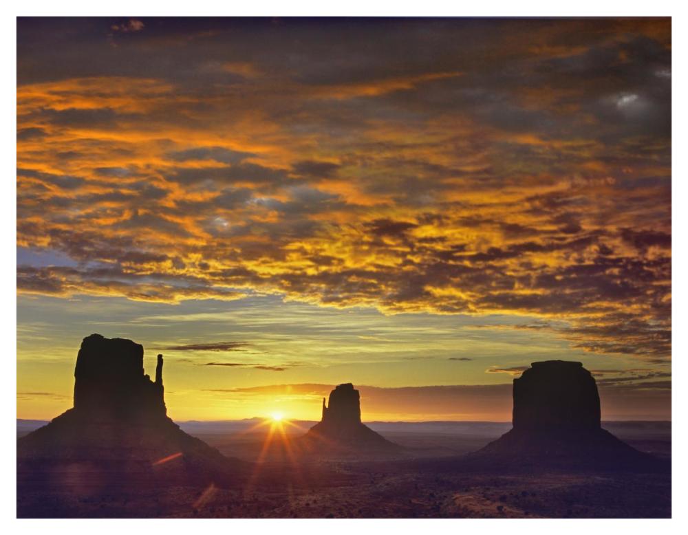 The Mittens and Merrick Butte at sunrise, Monument Valley, Arizona-Paper Art-42"x32"