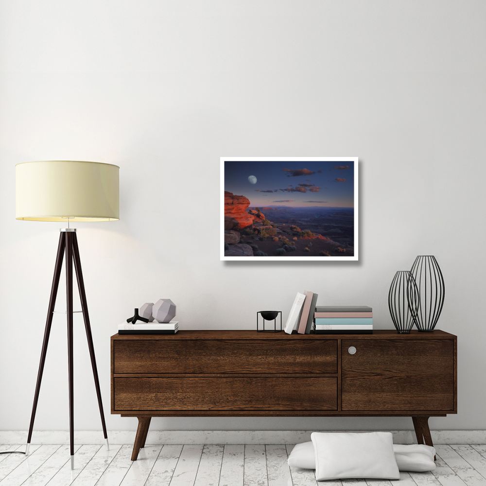 Moon over Canyonlands National Park from Green River Overlook, Utah-Paper Art-34&quotx26"