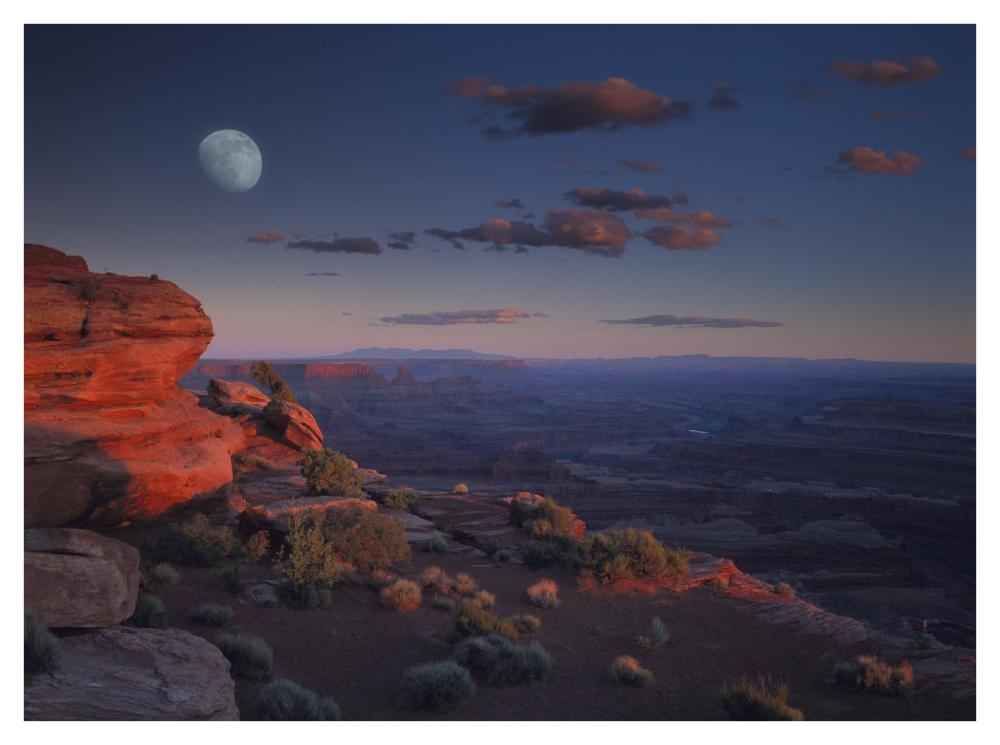 Moon over Canyonlands National Park from Green River Overlook, Utah-Paper Art-42"x32"