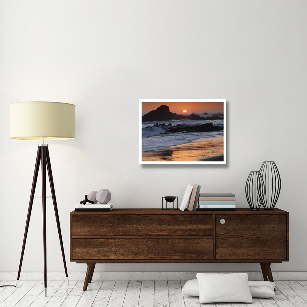 Crashing surf on rocks at sunset, Point Piedras Blancas, California-Paper Art-34&quotx26"