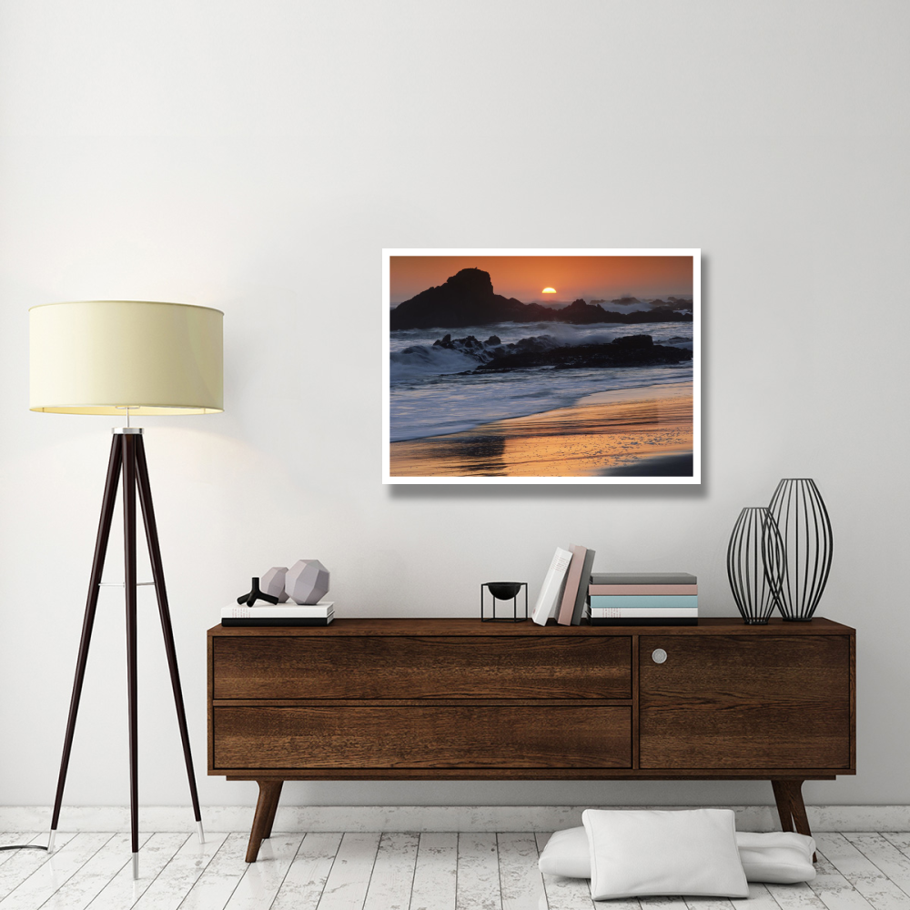 Crashing surf on rocks at sunset, Point Piedras Blancas, California-Paper Art-42&quotx32"
