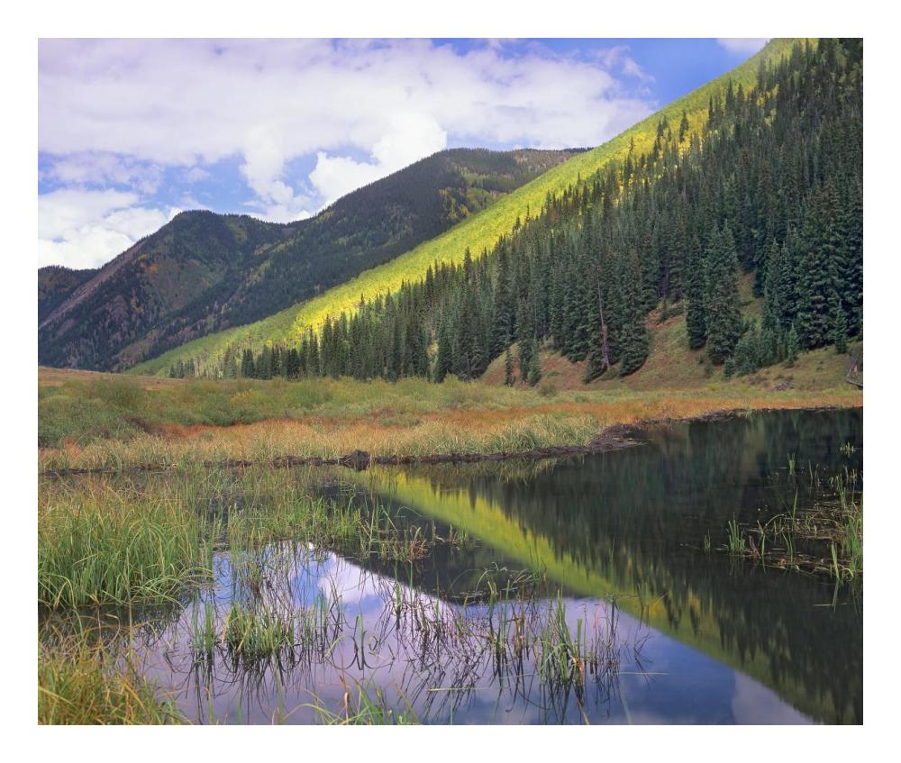 Pond and mountains, Maroon Bells-Snowmass Wilderness Area, Colorado-Paper Art-24"x20.26"