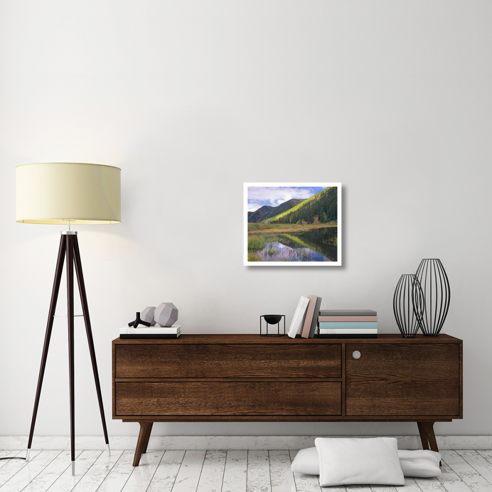 Pond and mountains, Maroon Bells-Snowmass Wilderness Area, Colorado-Paper Art-24&quotx20.26"