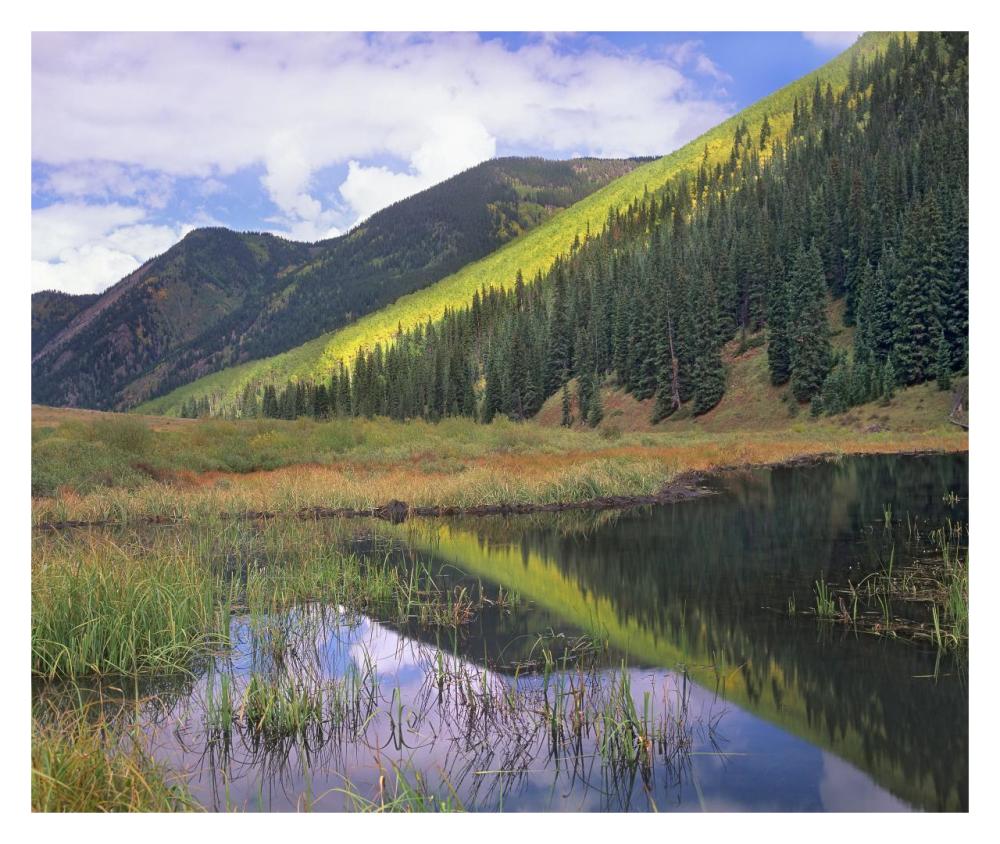 Pond and mountains, Maroon Bells-Snowmass Wilderness Area, Colorado-Paper Art-32"x26.9"
