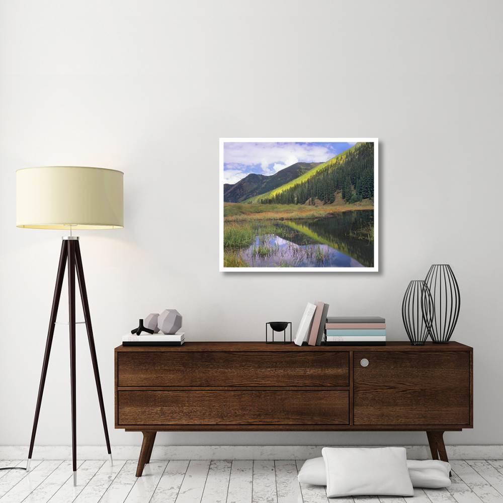 Pond and mountains, Maroon Bells-Snowmass Wilderness Area, Colorado-Paper Art-38&quotx31.88"