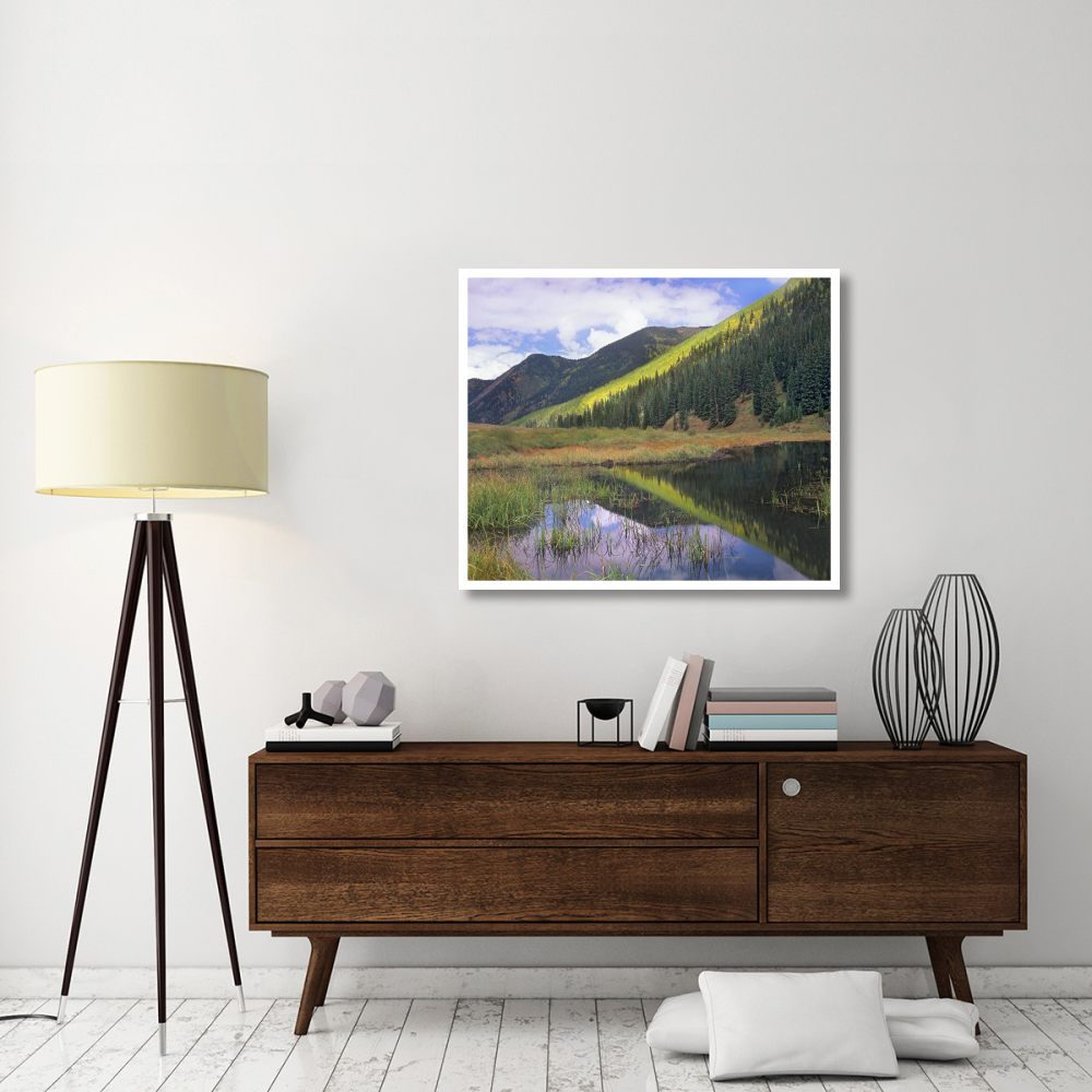 Pond and mountains, Maroon Bells-Snowmass Wilderness Area, Colorado-Paper Art-42&quotx35.2"