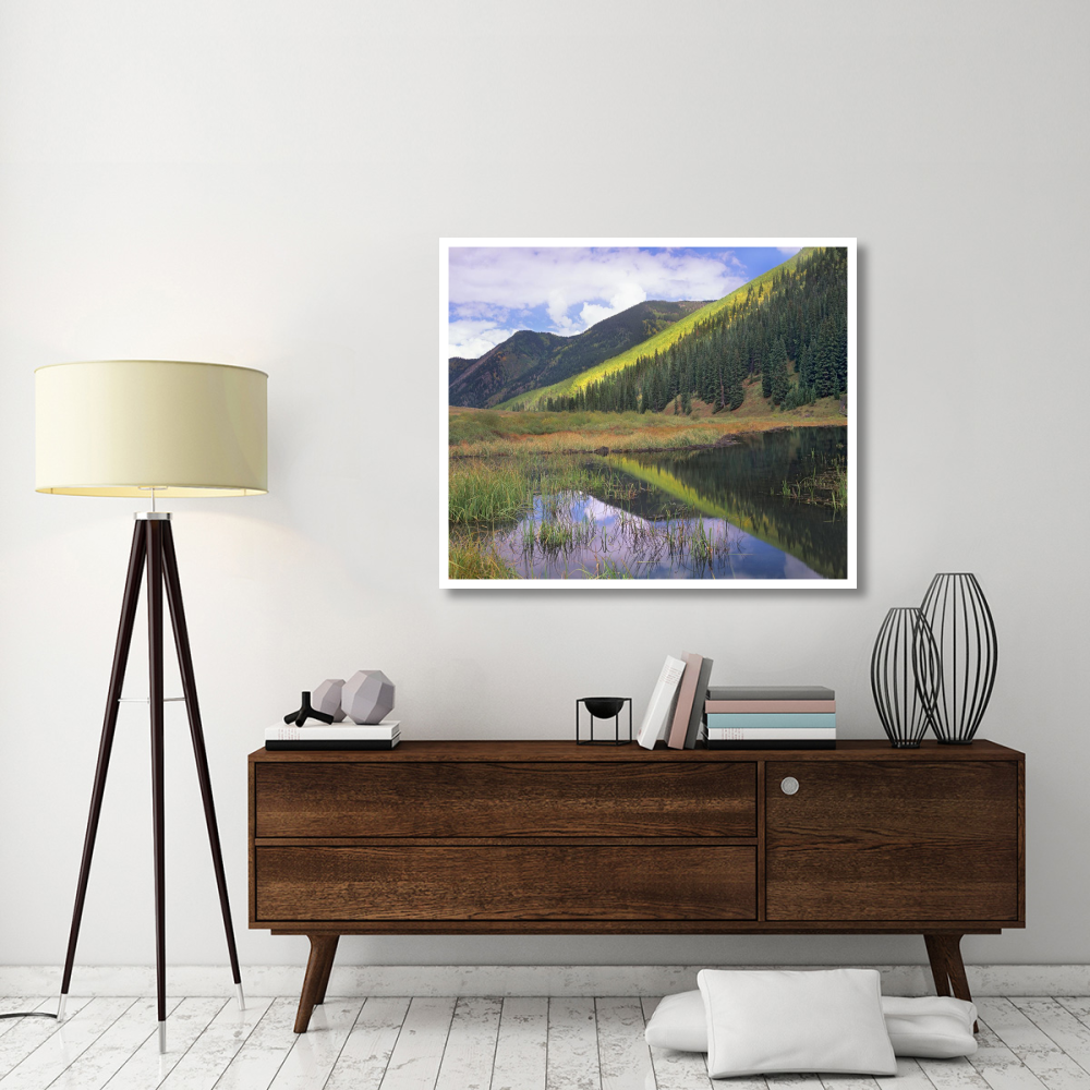 Pond and mountains, Maroon Bells-Snowmass Wilderness Area, Colorado-Paper Art-46&quotx38.52"