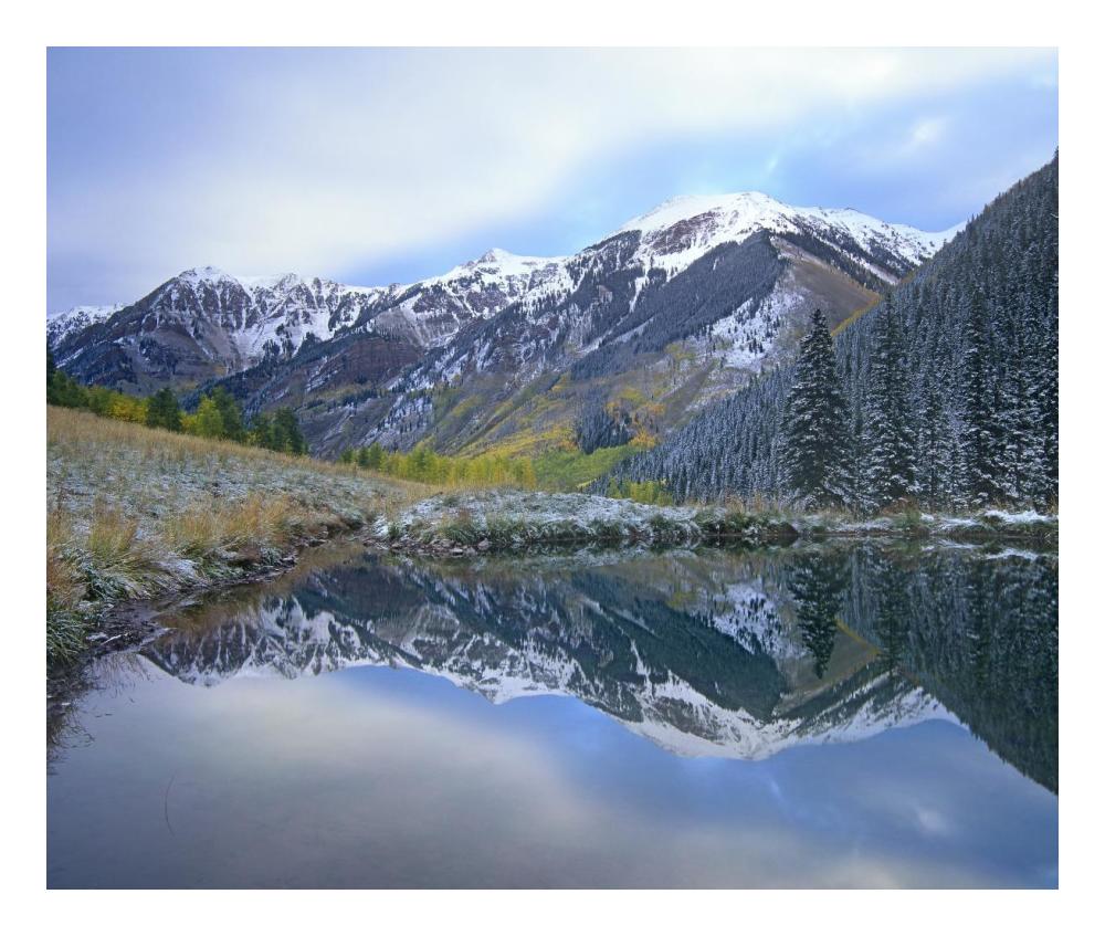 Pond and mountains, Maroon Bells-Snowmass Wilderness Area, Colorado-Paper Art-24"x20.26"