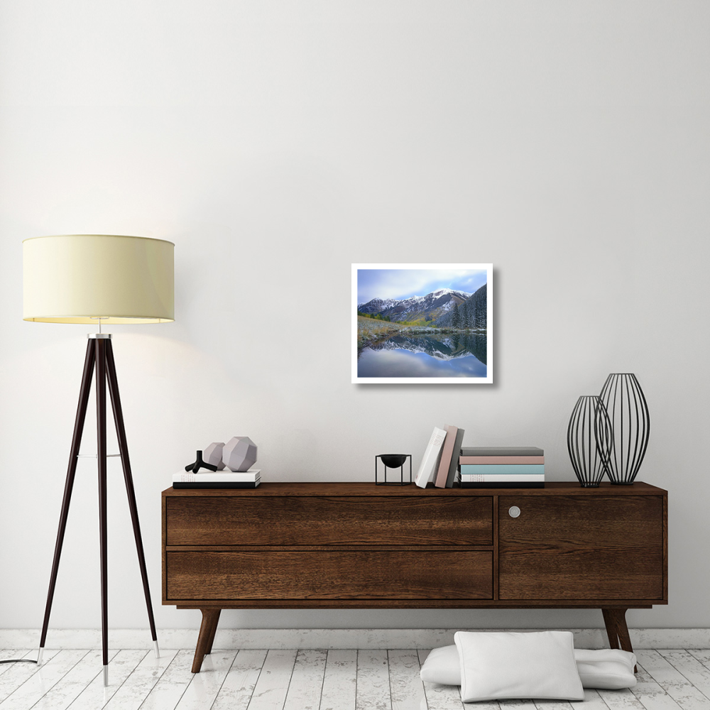 Pond and mountains, Maroon Bells-Snowmass Wilderness Area, Colorado-Paper Art-24&quotx20.26"